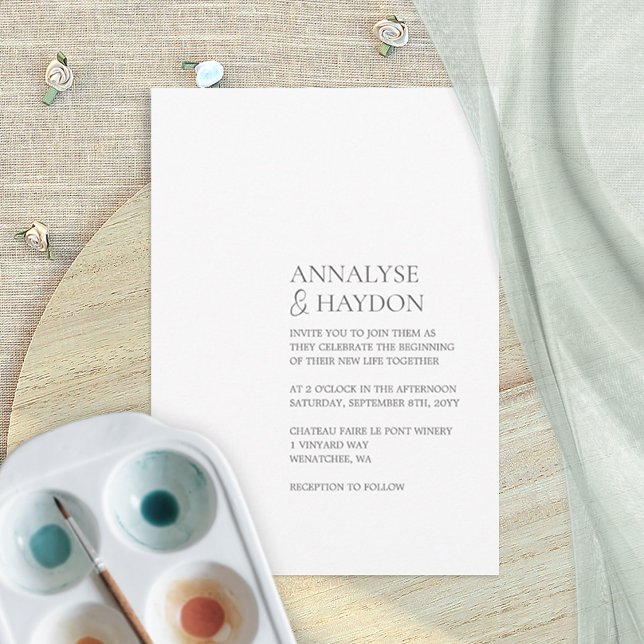 Convite de Casamento de Fontes Simples e Minimalis (simple, minimalist, blank text-only wedding invitation, modern, elegant script)