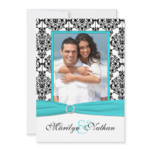 Convite de casamento de Foto Aqua, White, Black Da
