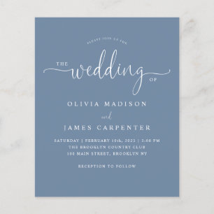 Convite de casamento de Foto Azul Boho Dusty Moder