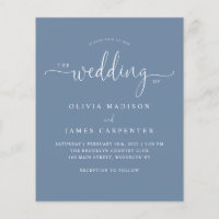 Convite de casamento de Foto Azul Boho Dusty Moder