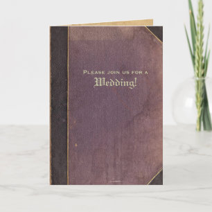 Convite de Casamento de Foto de Livro Roxo Vintage