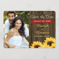 CONVITE DE CASAMENTO DE FOTO DO RED RUSTIC SUNFLOW