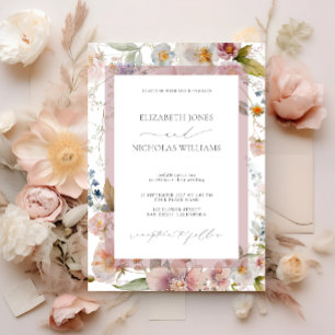 Convite De Casamento De Foto Floral A Rosa Elegant