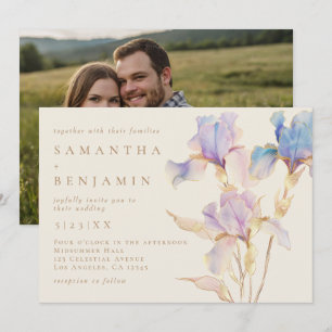 Convite De Casamento De Foto Floral Da Elegante Ir