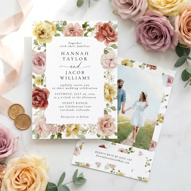 Convite de Casamento de Foto Floral de Verão (Criador carregado)
