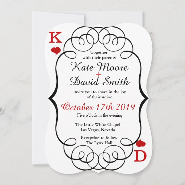 Convite de casamento de Foto Moderna do Casino de  (Frente)