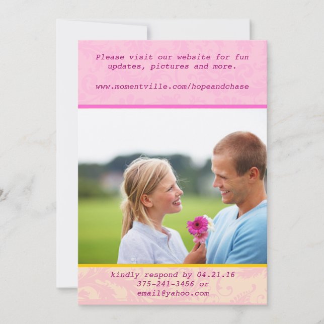 Convite De Casamento De Foto Para Damasco Imaginos (Frente)