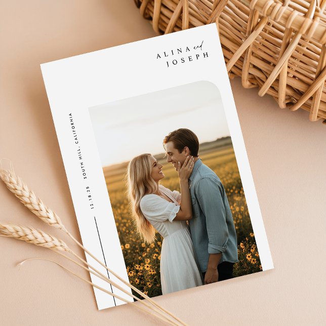 Convite de casamento de Foto Simples | Moderno Min (Criador carregado)