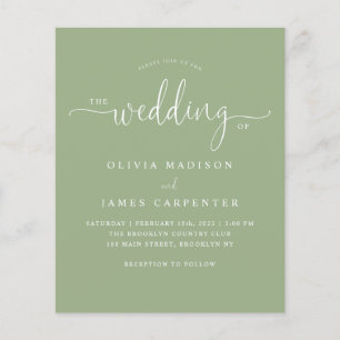 Convite de casamento de Foto Verde do Modern Boho 