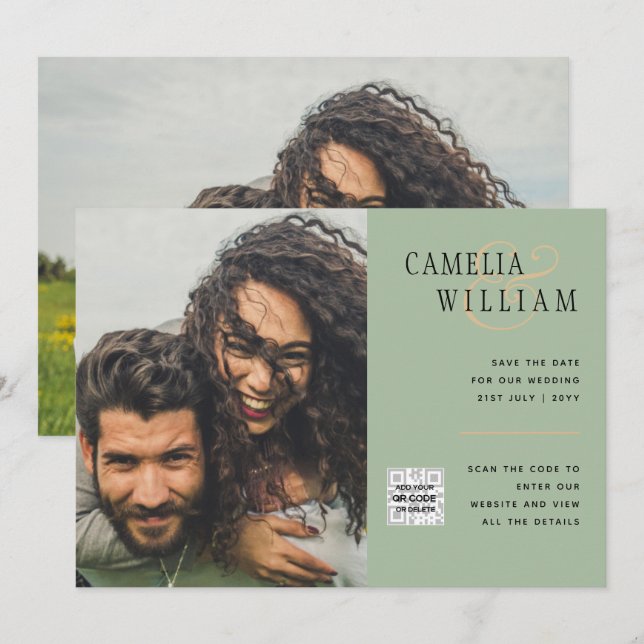 Convite de casamento de Fotografia Chic QR Código  (Frente/Verso)