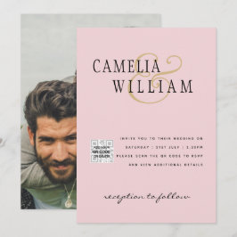 Convite de casamento de Fotografia PINK Blush Data