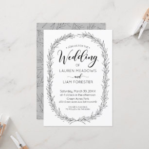 Convite de Casamento de Frame de Ramificação Desen
