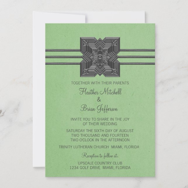 Convite de casamento de Fronteira da Medalha Verde (Frente)