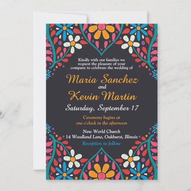Convite de casamento de fronteira espanhola colori (Frente)