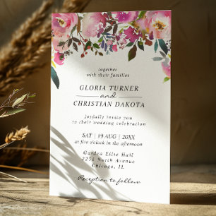 Convite De Casamento De Fronteira Floral, Rosa-Bri
