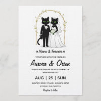 Convite de casamento de gato preto elegante