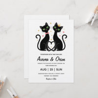 Convite de casamento de gato preto elegante