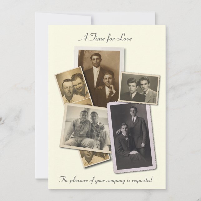 Convite de casamento de Gay com retratos antigos (Frente)