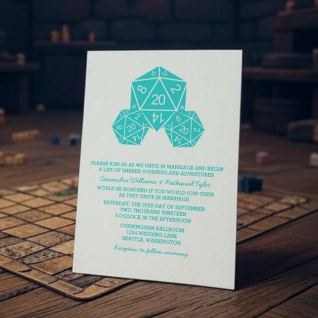 Convite de casamento de gelo Aqua D20 (Aqua D20 Dice Wedding Invite)