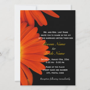 Convite de casamento de gerbera dália laranja