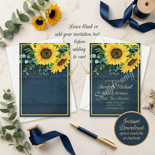 Convite de casamento de girassóis ao sol Country o
