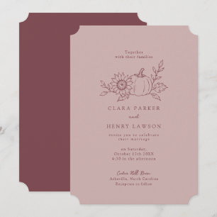 Convite de Casamento de Girassol e Abóbora Rosa Em
