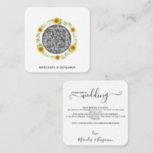 Convite de Casamento de Girassol Simples com Códig