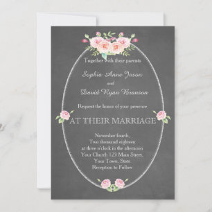 Convite de casamento de Giz das Flores de Aquarela