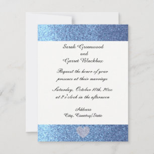 Convite De Casamento De Glitter Azul Dreamy