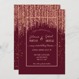 Convite de casamento de Glitter Confetti Dourado R