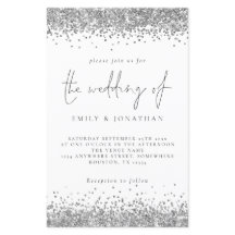 Convite De Casamento De Glitter Glam Silver Orçame