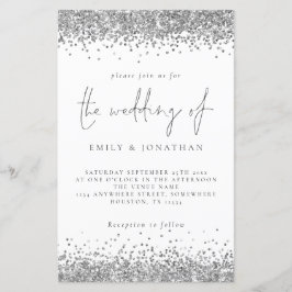 Convite De Casamento De Glitter Glam Silver Orçame