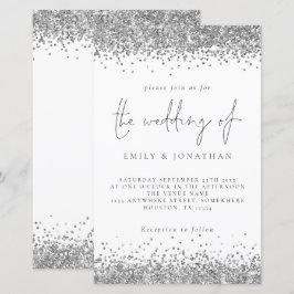 Convite De Casamento De Glitter Glam Silver Orçame