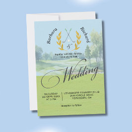 Convite de Casamento de Golfe Elegante com Aquarel