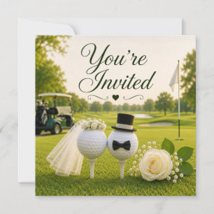 Convite de casamento de golfe para noiva e noivo