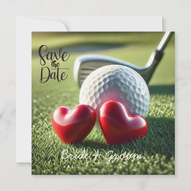 Convite de casamento de golfista com bola de golfe (Frente)