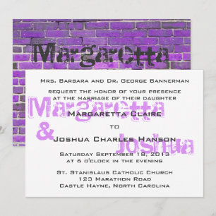 Convite De Casamento De Grafite De Brick De Vintag