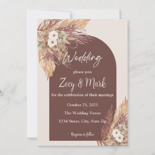 Convite de Casamento de Grama de Pampas Boho — Ter