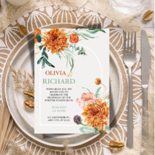 Convite de Casamento de Grama de Pampas Boho Textu