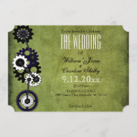 Convite De Casamento De Grunge Steampunk Gears