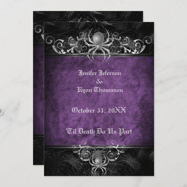 convite de casamento de halloween (Frente/Verso)