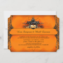 Convite de casamento De Halloween - Amor Laranja E