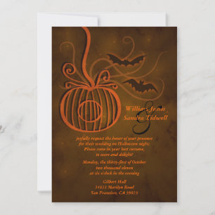 Convite de Casamento de Halloween de Pumpkin Cage