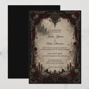Convite de casamento de Halloween em estilo gótico