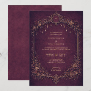Convite de casamento de halloween gótico floral el