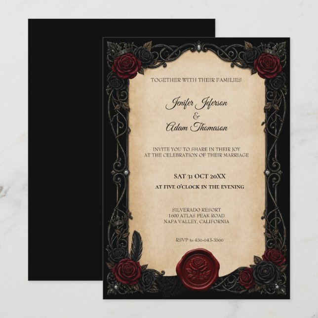 Convite de Casamento de Halloween Vampire Gothic (Frente/Verso)