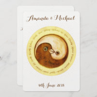 CONVITE DE CASAMENTO de harmonia dourada, pombas Y