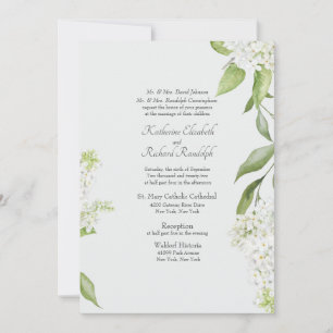 Convite de Casamento de Hortênsia Branca Elegante