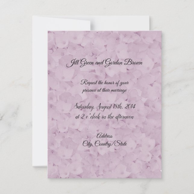 Convite de Casamento de Hortênsia Rosa Cor-de-Rosa (Frente)