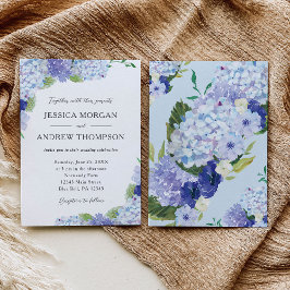Convite de Casamento de Hydrangea Azul